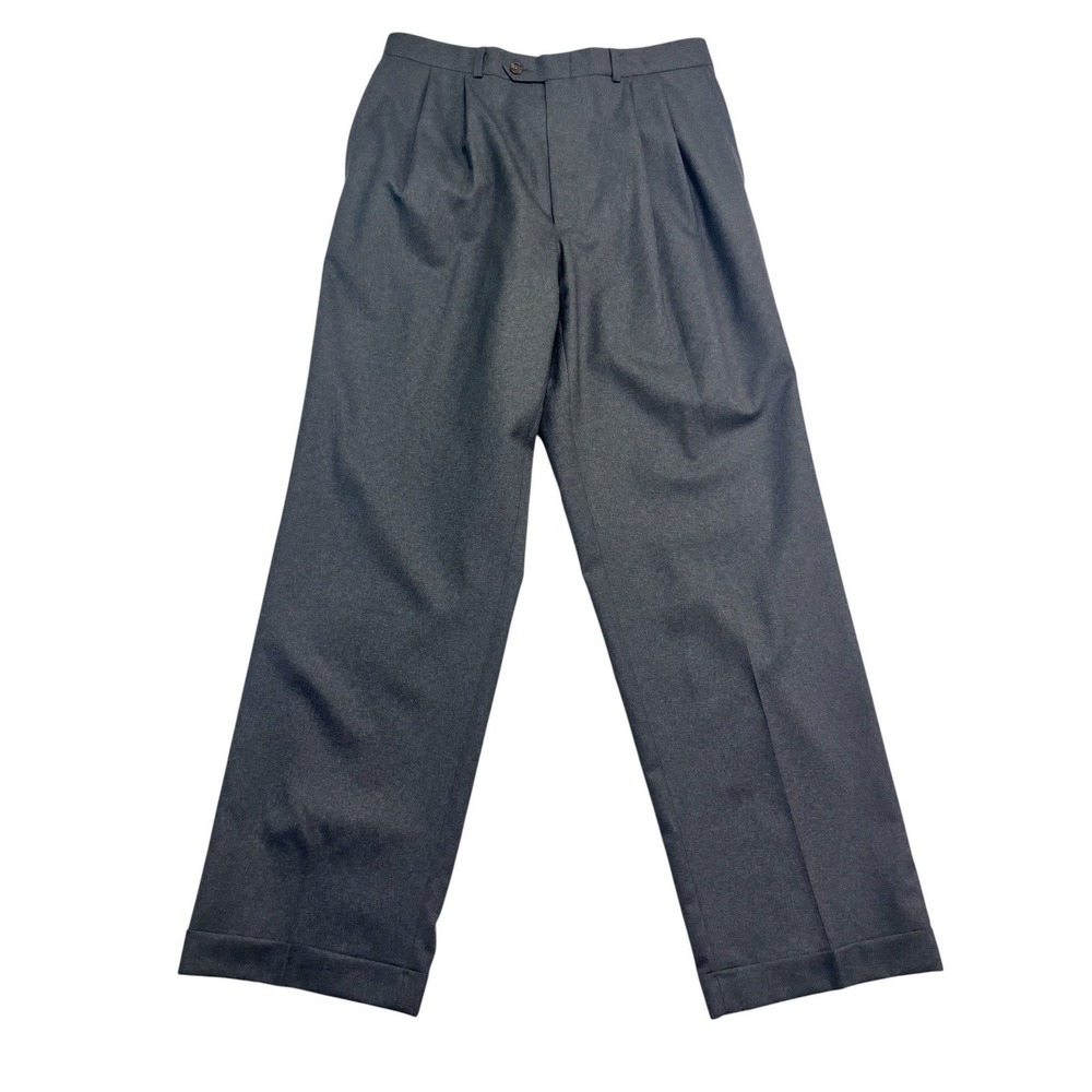 Ralph Lauren 33x32 Gray Dress Suit Pants Trousers Pleated Cuffed Classic Wool